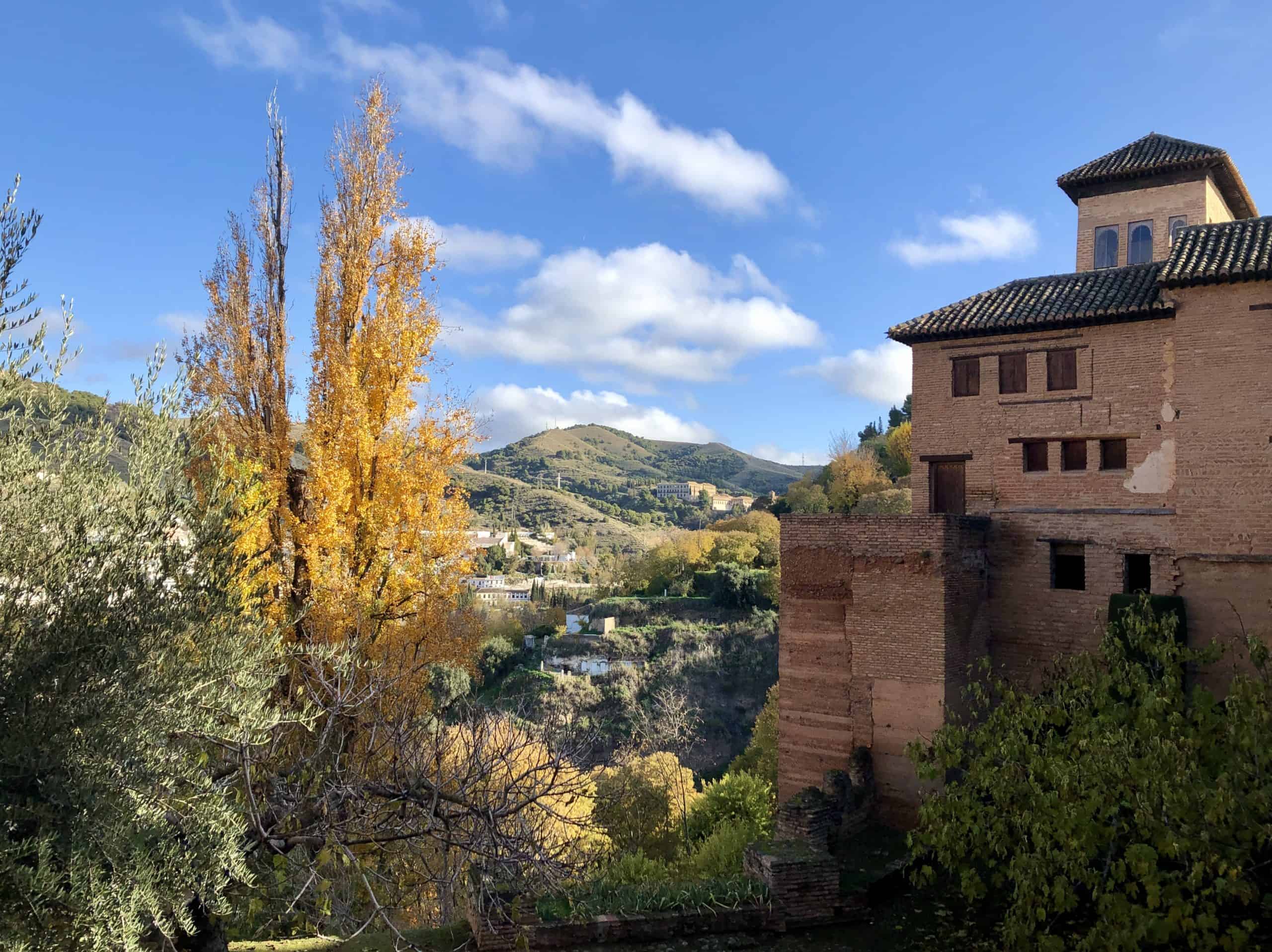 Spain in winter overlooking Granada from the top of Alhambra Palace.
